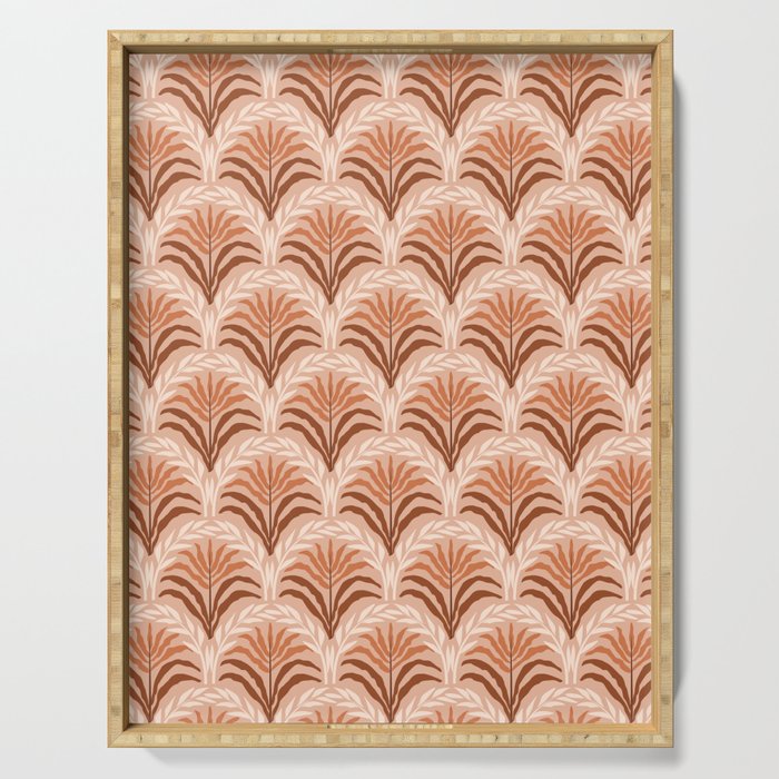 Palm leaves arch pattern - rust, terracotta, clay, desert, boho, ombre Serving Tray Gallery Image 1