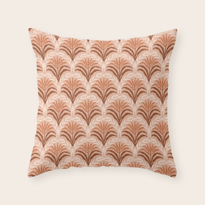 Palm leaves arch pattern - rust, terracotta, clay, desert, boho, ombre Throw Pillow Gallery Image 6