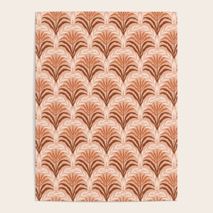 Palm leaves arch pattern - rust, terracotta, clay, desert, boho, ombre Poster Gallery Image 1