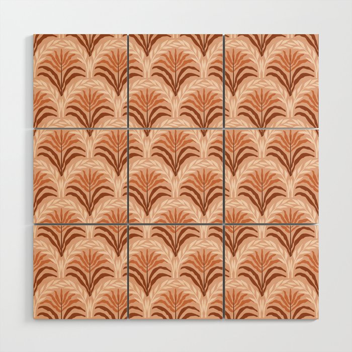 Palm leaves arch pattern - rust, terracotta, clay, desert, boho, ombre Wood Wall Art Gallery Image 1