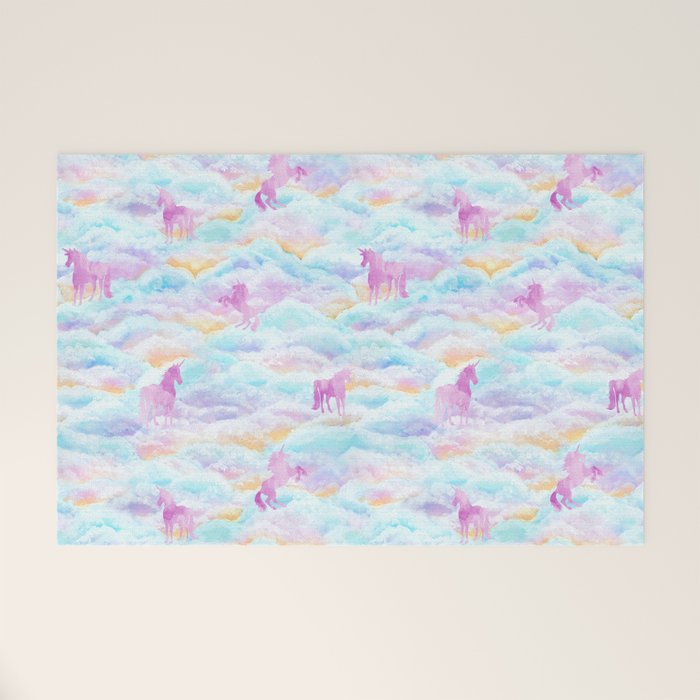 Unicorns Hiding in Clouds Welcome Mat Gallery Image 1