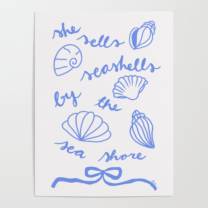 She Sells Sea Shells - Coastal Art Poster Gallery Image 1