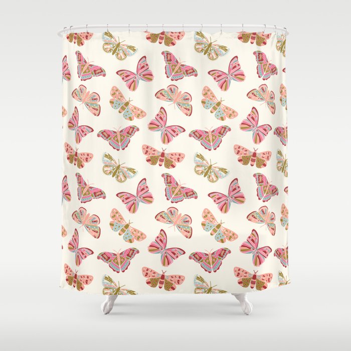 Vintage Butterflies - pattern Shower Curtain Gallery Image 1