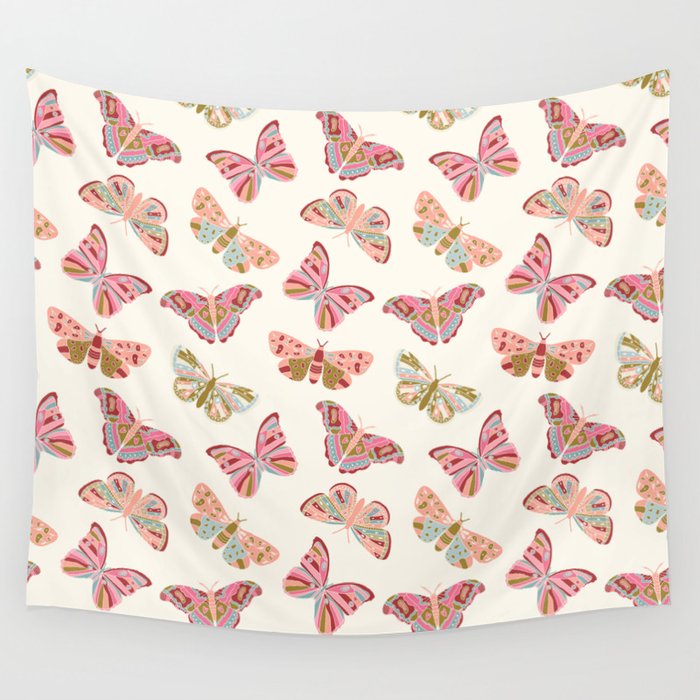 Vintage Butterflies - pattern Wall Tapestry Gallery Image 4
