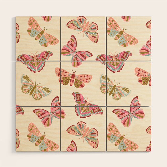 Vintage Butterflies - pattern Wood Wall Art Gallery Image 1