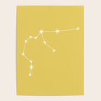Aquarius Zodiac Star Constellation Line Art Soft Yellow Poster Gallery Image 4