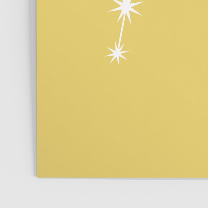 Aquarius Zodiac Star Constellation Line Art Soft Yellow Poster Gallery Image 3