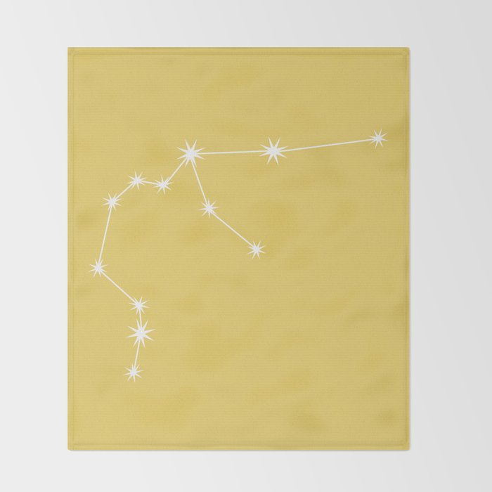 Aquarius Zodiac Star Constellation Line Art Soft Yellow Throw Blanket Gallery Image 2