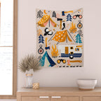 Camping Kit - Orange & Blue Wall Tapestry Gallery Image 2