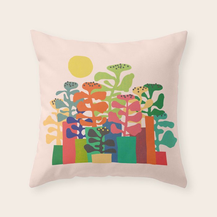 Plants market Throw Pillow Gallery Image 1