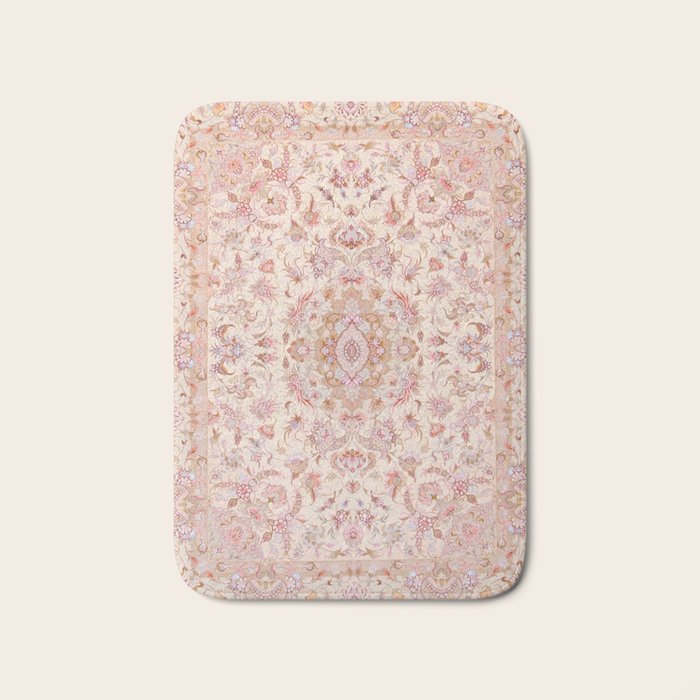 Antique Pastel Peach Tabriz Persian Bath Mat Gallery Image 1