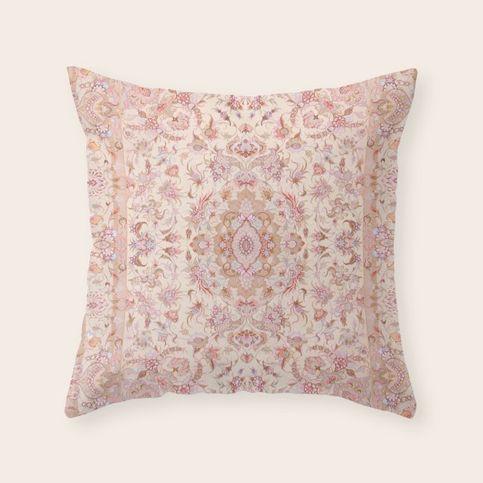 Antique Pastel Peach Tabriz Persian Throw Pillow Gallery Image 6