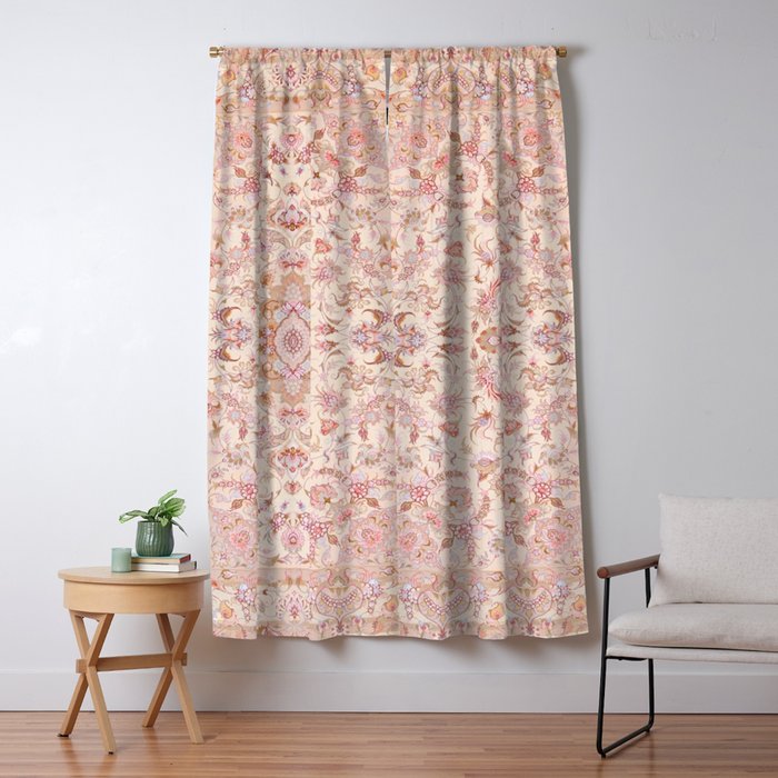 Antique Pastel Peach Tabriz Persian Window Curtain Gallery Image 5