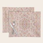 Antique Pastel Peach Tabriz Persian Placemat Gallery Image 1