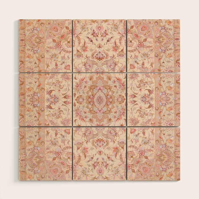 Antique Pastel Peach Tabriz Persian Wood Wall Art Gallery Image 1