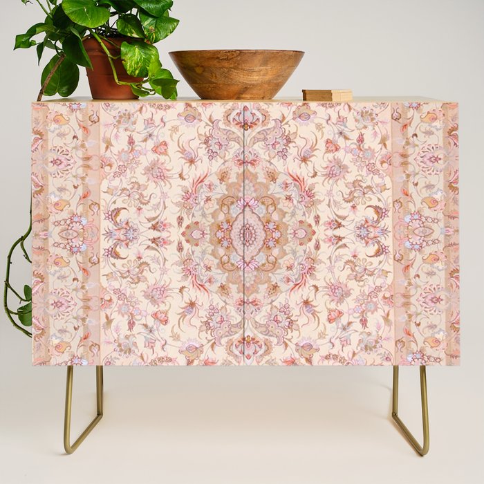 Antique Pastel Peach Tabriz Persian Credenza Gallery Image 1