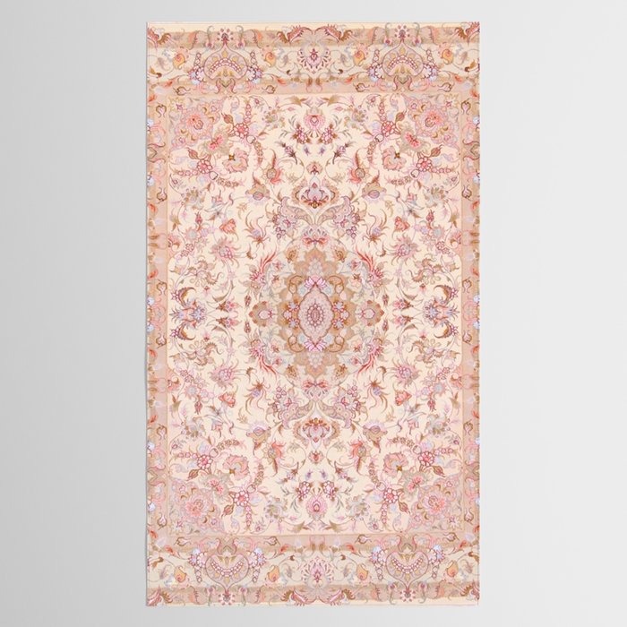 Antique Pastel Peach Tabriz Persian Tablecloth Gallery Image 2