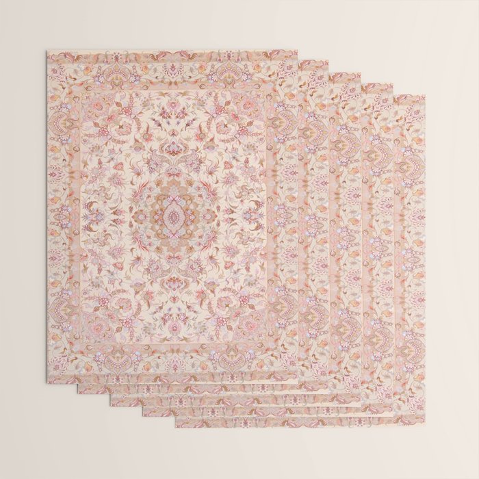 Antique Pastel Peach Tabriz Persian Wrapping Paper Gallery Image 3