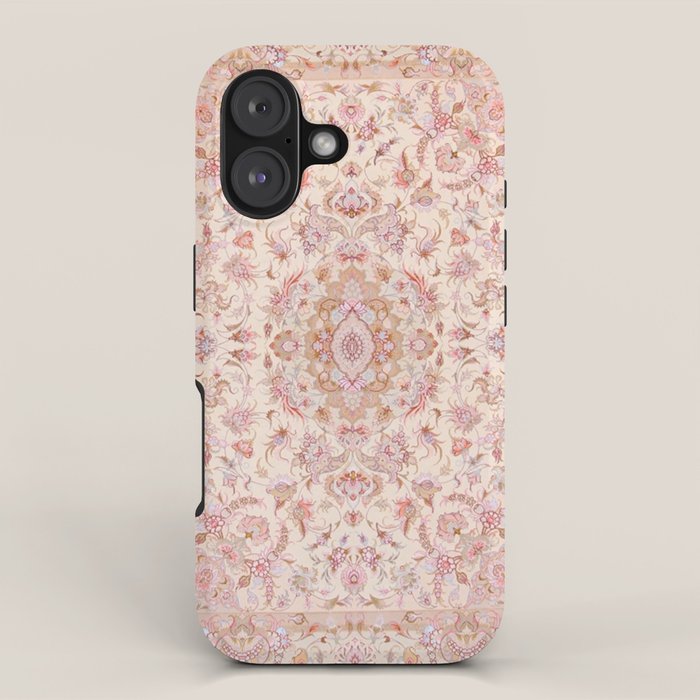 Antique Pastel Peach Tabriz Persian iPhone Case Gallery Image 1