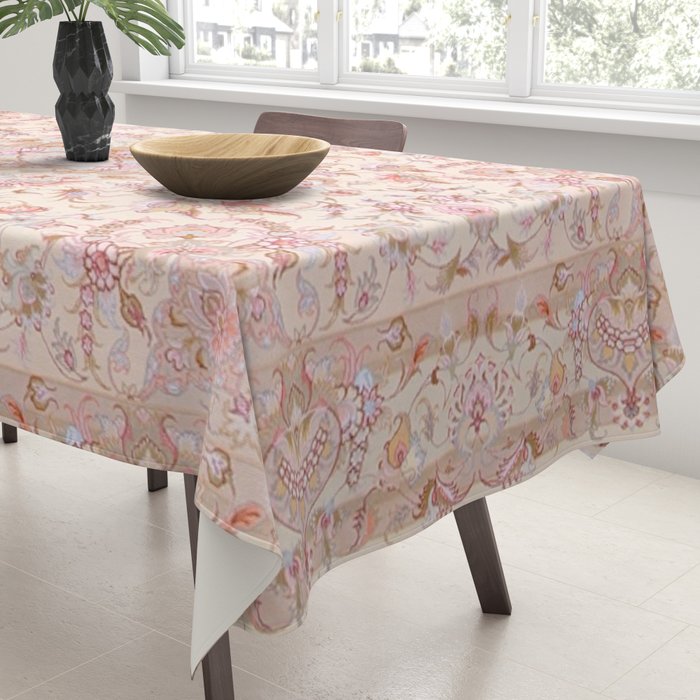 Antique Pastel Peach Tabriz Persian Tablecloth Gallery Image 3