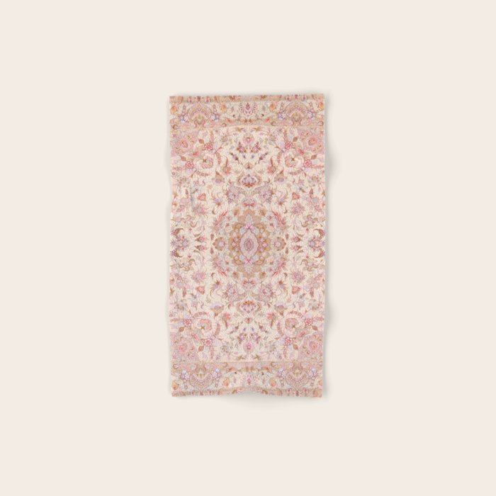 Antique Pastel Peach Tabriz Persian Bath Towel Gallery Image 1