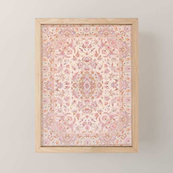 Antique Pastel Peach Tabriz Persian Mini Art Print Gallery Image 1