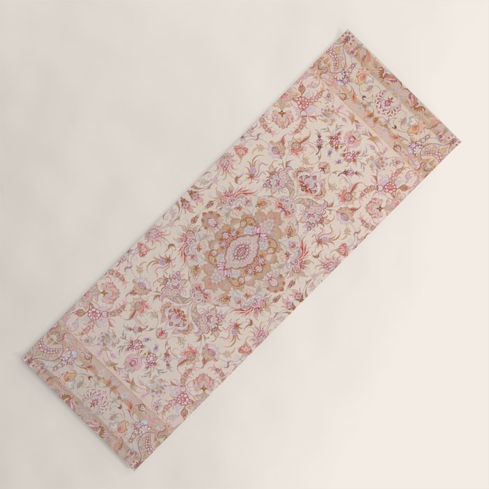 Antique Pastel Peach Tabriz Persian Yoga Mat Gallery Image 1