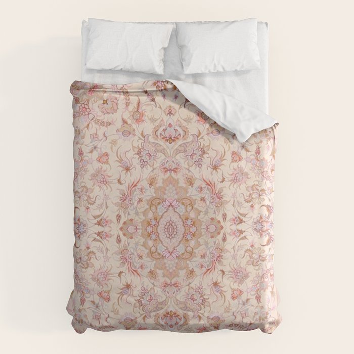 Antique Pastel Peach Tabriz Persian Duvet Cover Gallery Image 6