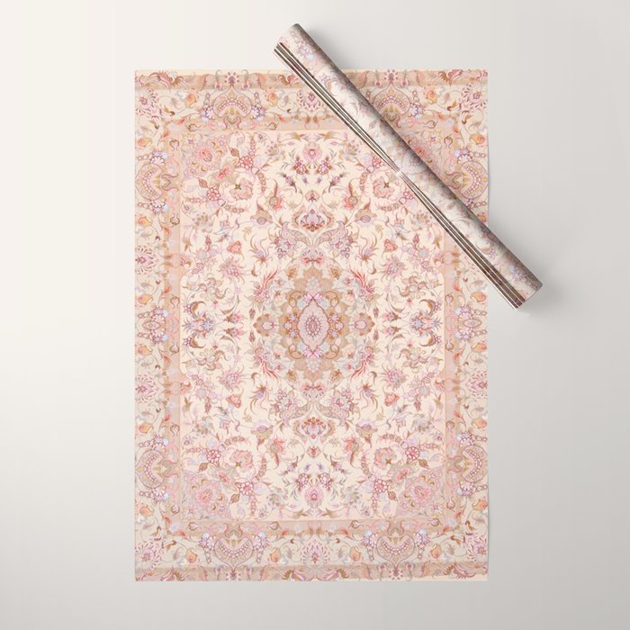 Antique Pastel Peach Tabriz Persian Wrapping Paper Gallery Image 1