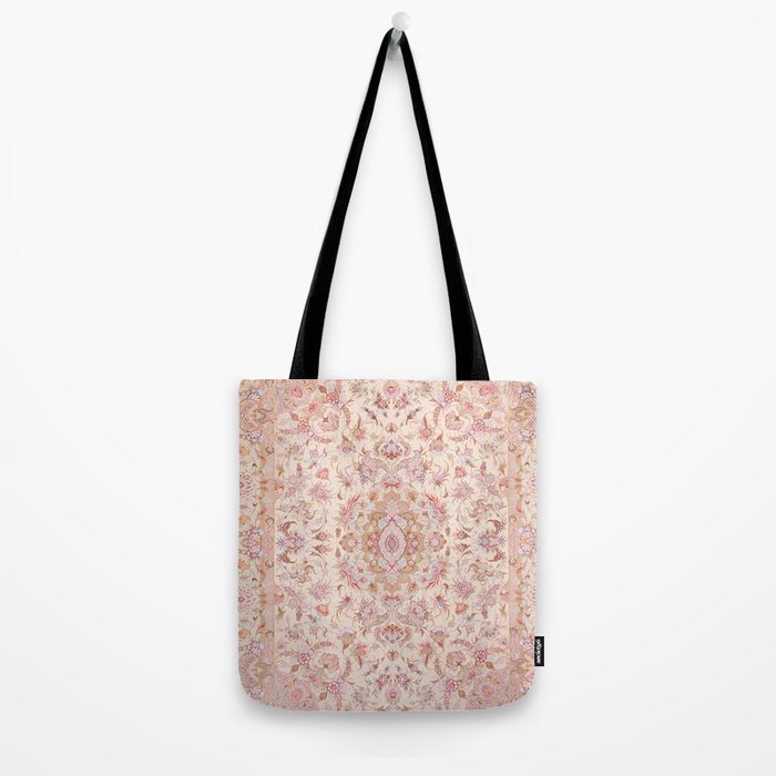 Antique Pastel Peach Tabriz Persian Tote Bag Gallery Image 2