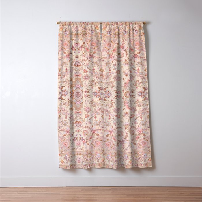 Antique Pastel Peach Tabriz Persian Window Curtain Gallery Image 3