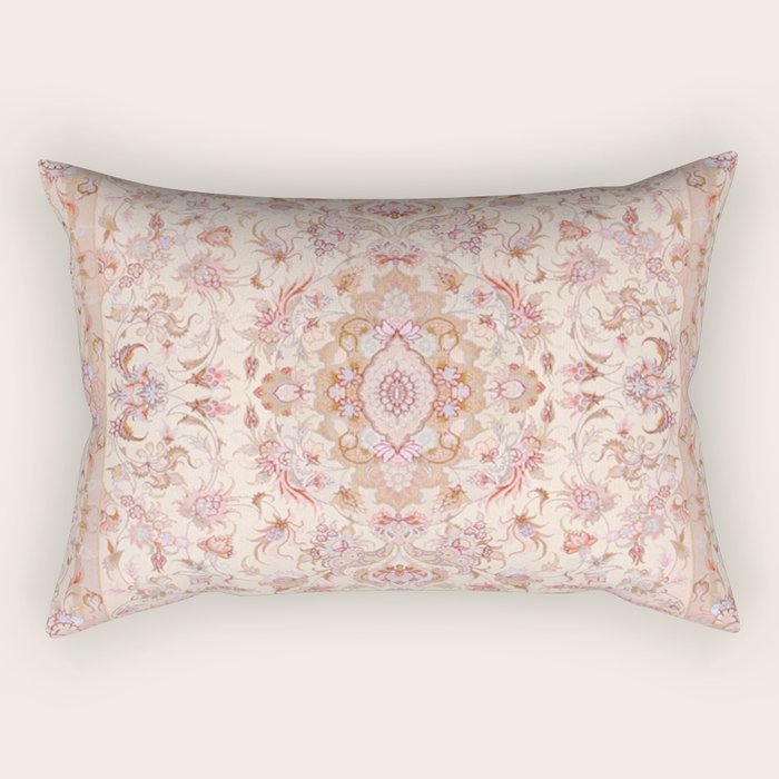 Antique Pastel Peach Tabriz Persian Rectangular Pillow Gallery Image 1