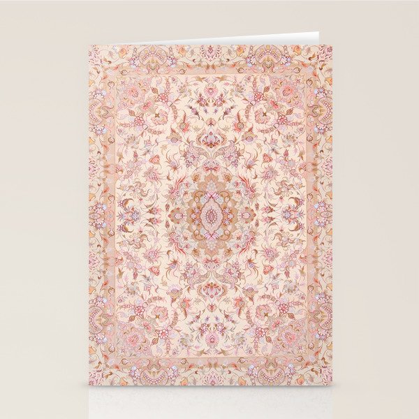 Antique Pastel Peach Tabriz Persian Stationery Card Gallery Image 2