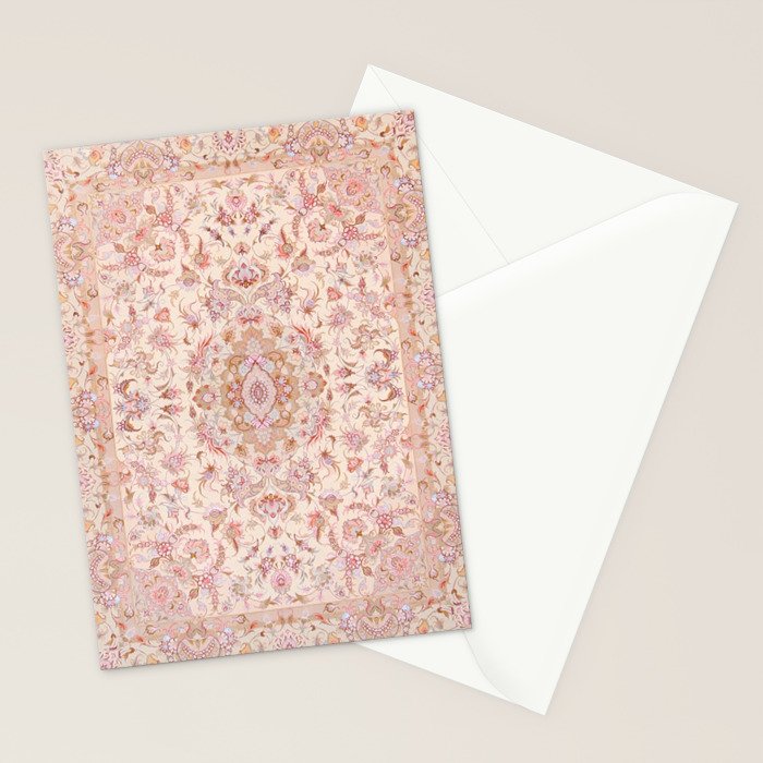 Antique Pastel Peach Tabriz Persian Stationery Card Gallery Image 2
