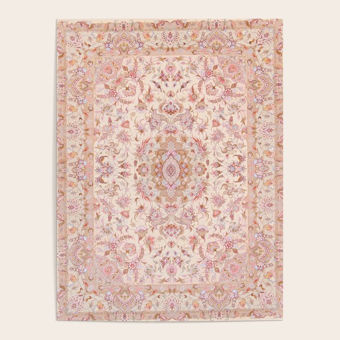 Antique Pastel Peach Tabriz Persian Poster Gallery Image 4