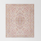 Antique Pastel Peach Tabriz Persian Throw Blanket Gallery Image 2