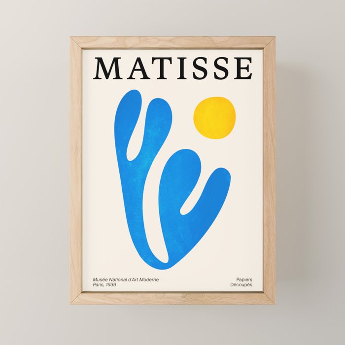 Blue Leaf & Sun: Matisse Paper Cutouts I Mini Art Print Gallery Image 1