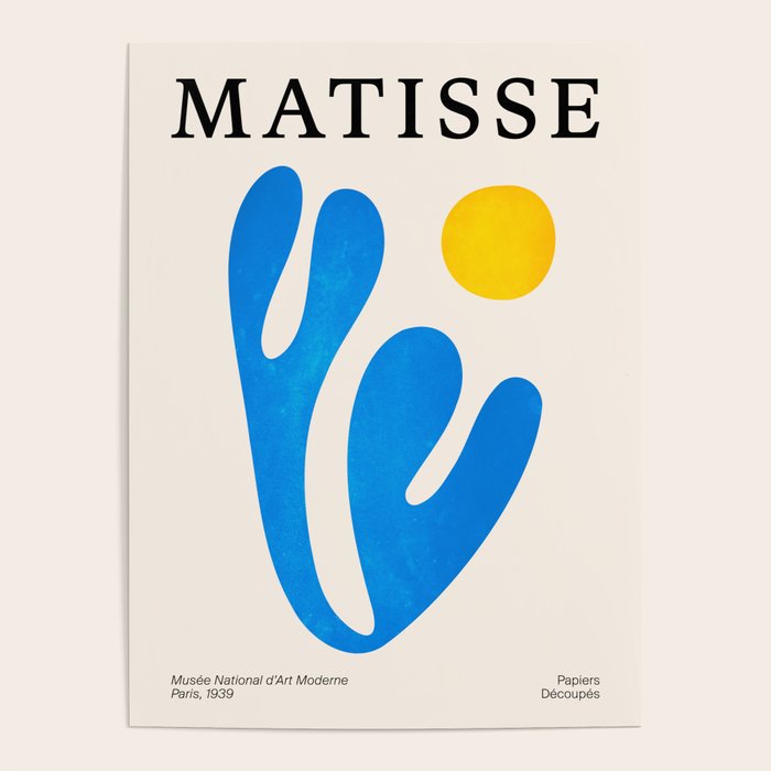 Blue Leaf & Sun: Matisse Paper Cutouts I Poster Gallery Image 4