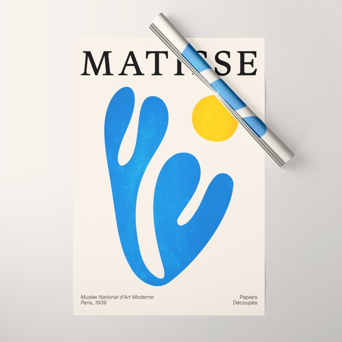 Blue Leaf & Sun: Matisse Paper Cutouts I Wrapping Paper Gallery Image 1