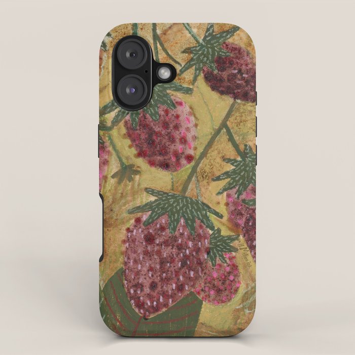 Strawberry Garden in Forest Green iPhone Case Gallery Image 1