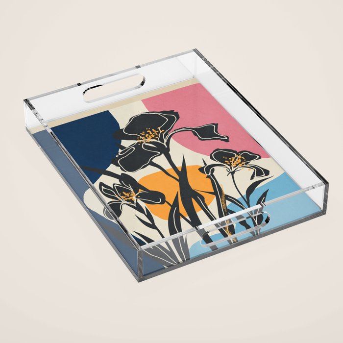 Modern Iris Abstraction Acrylic Tray Gallery Image 1