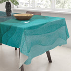 Starry Ocean, teal sailboat watercolor sea waves night Tablecloth Gallery Image 3
