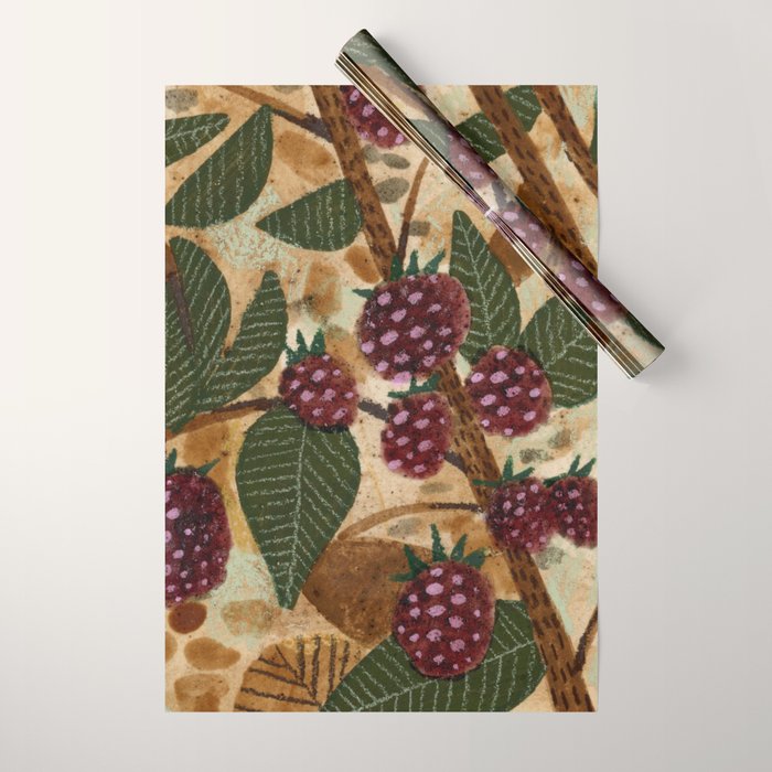 In Season in Red Raspberry and Forest Green Wrapping Paper Gallery Image 1