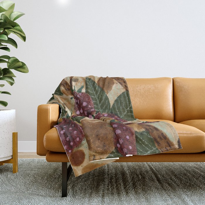 In Season in Red Raspberry and Forest Green Throw Blanket Gallery Image 1