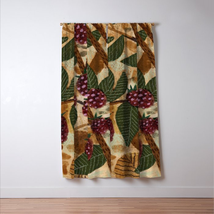 In Season in Red Raspberry and Forest Green Window Curtain Gallery Image 3