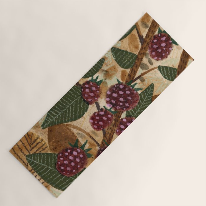 In Season in Red Raspberry and Forest Green Yoga Mat Gallery Image 1