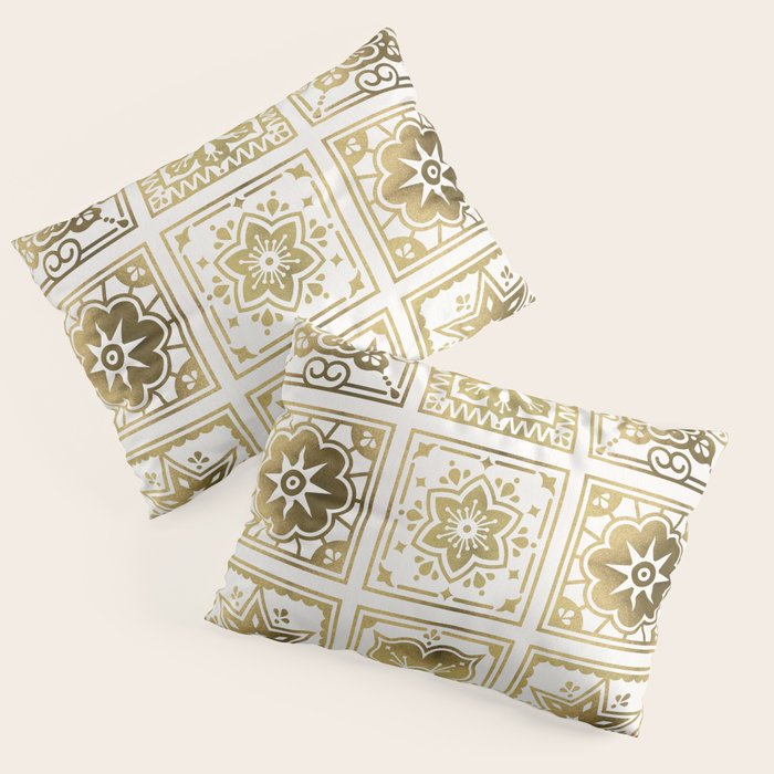 Talavera Mexican Tile - Gold Palette Pillow Sham Gallery Image 1
