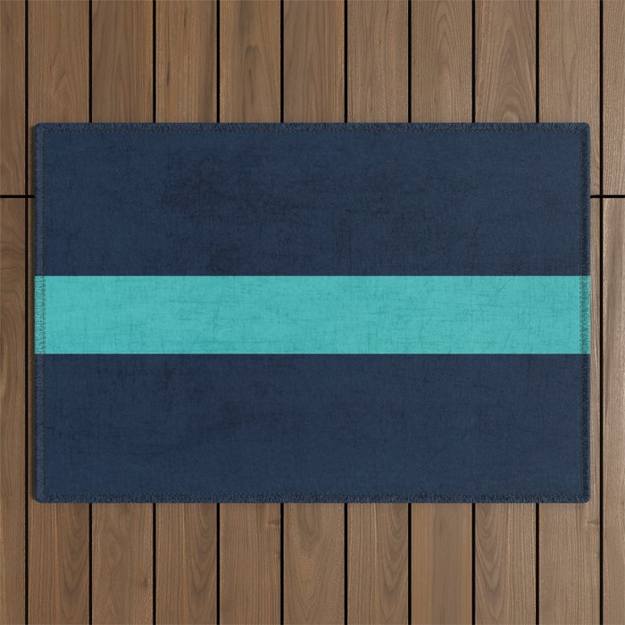 classic - navy and aqua Outdoor Rug Gallery Image 1