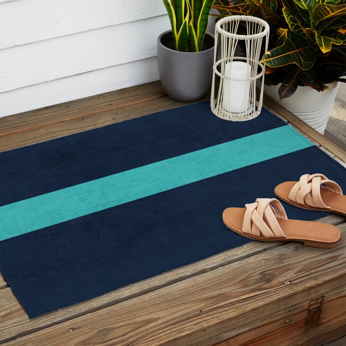 classic - navy and aqua Outdoor Rug Gallery Image 2