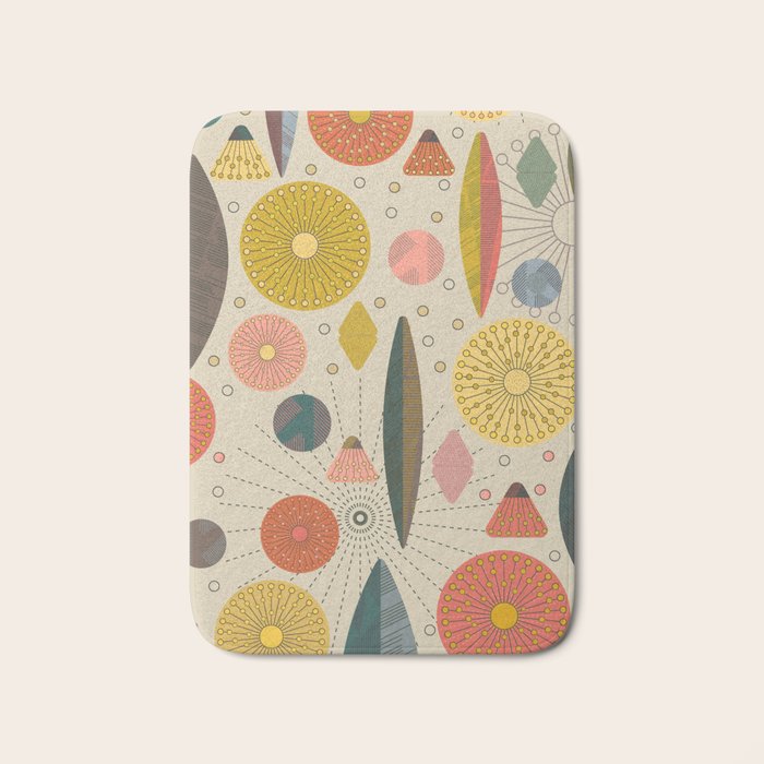 Mid Century Modern Eucalyptus with Retro Vibes Bath Mat Gallery Image 1